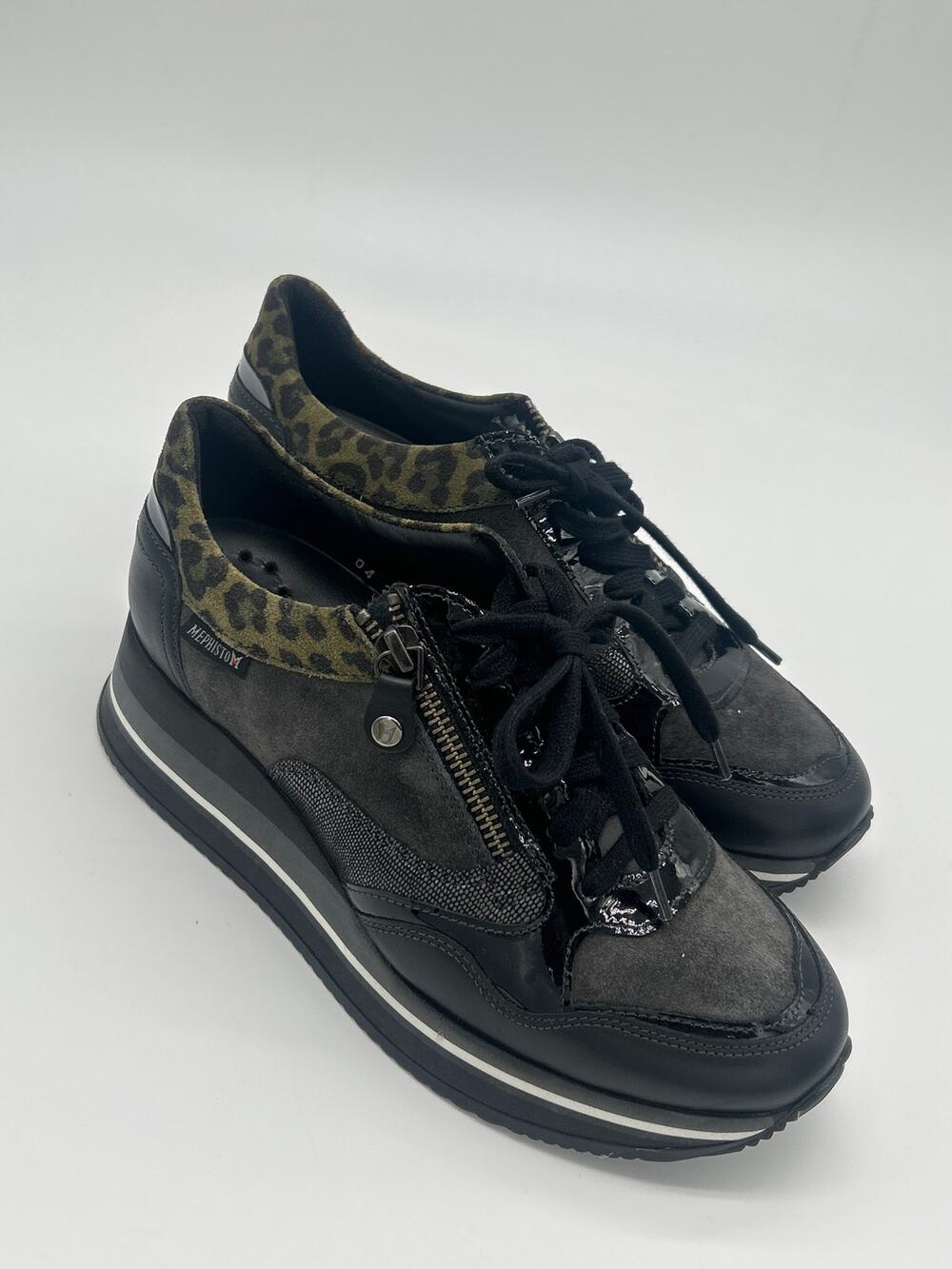 Mephisto Air-Relax Leather Platform Sneakers Leopard Zip Women’s US 6.5 EU 4
